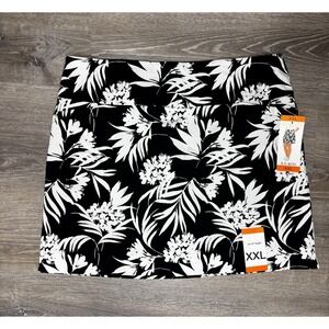 SC & CO‎ Pull on Floral Skirt Skort Black White Tummy Control Extra Extra Large